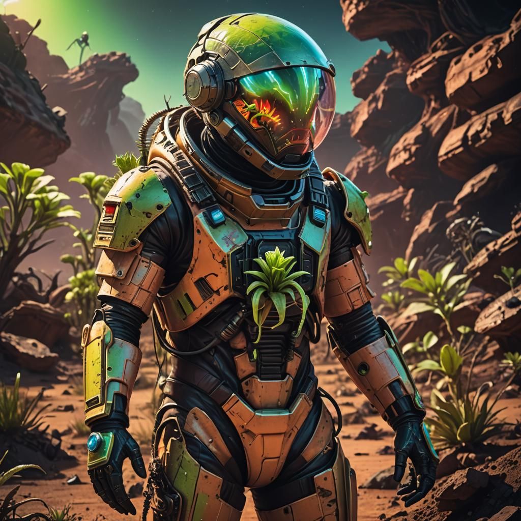 Martian Flytrap in Cyberpunk Futuristic Splash Art