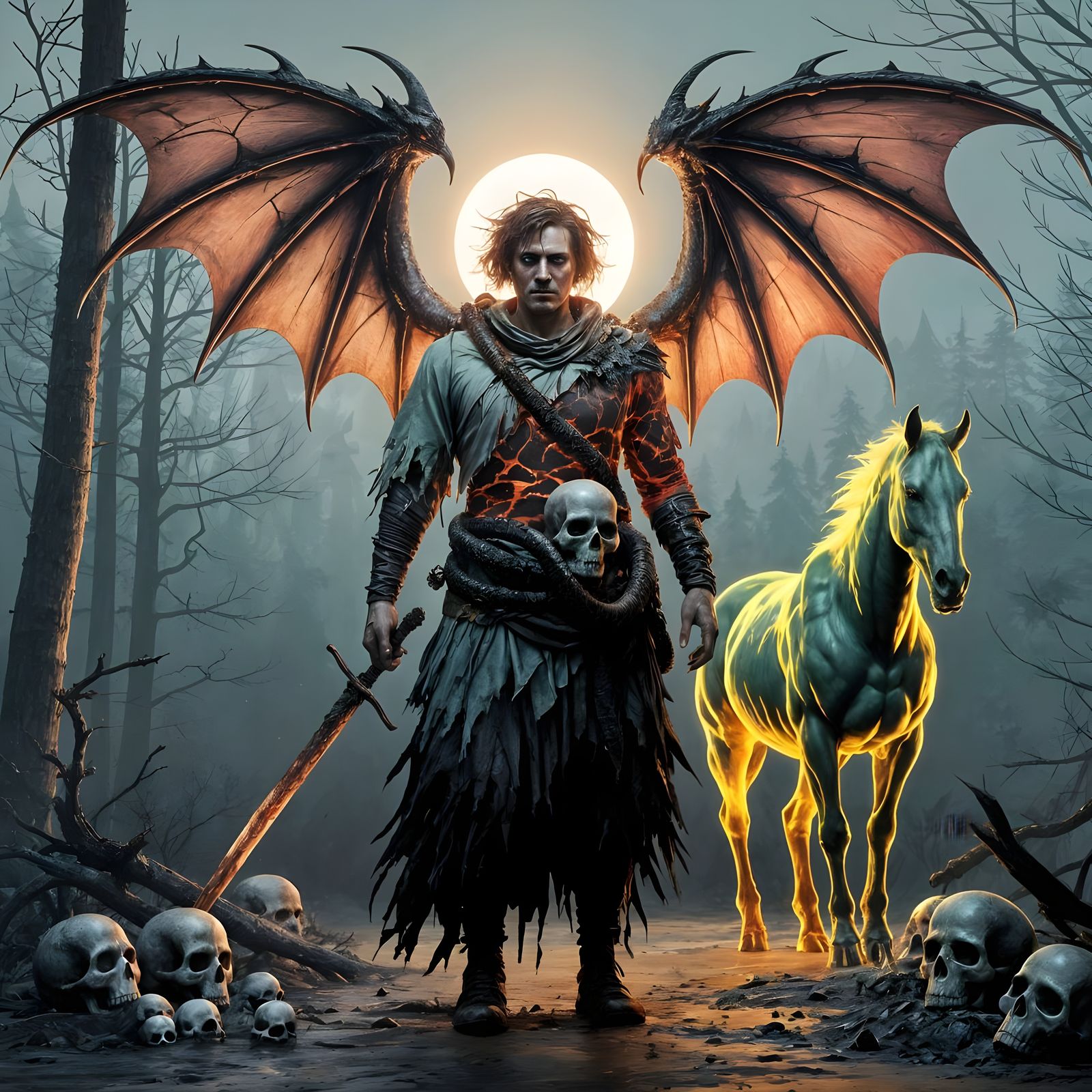 Haunting Dark Angel in Triadic Colors