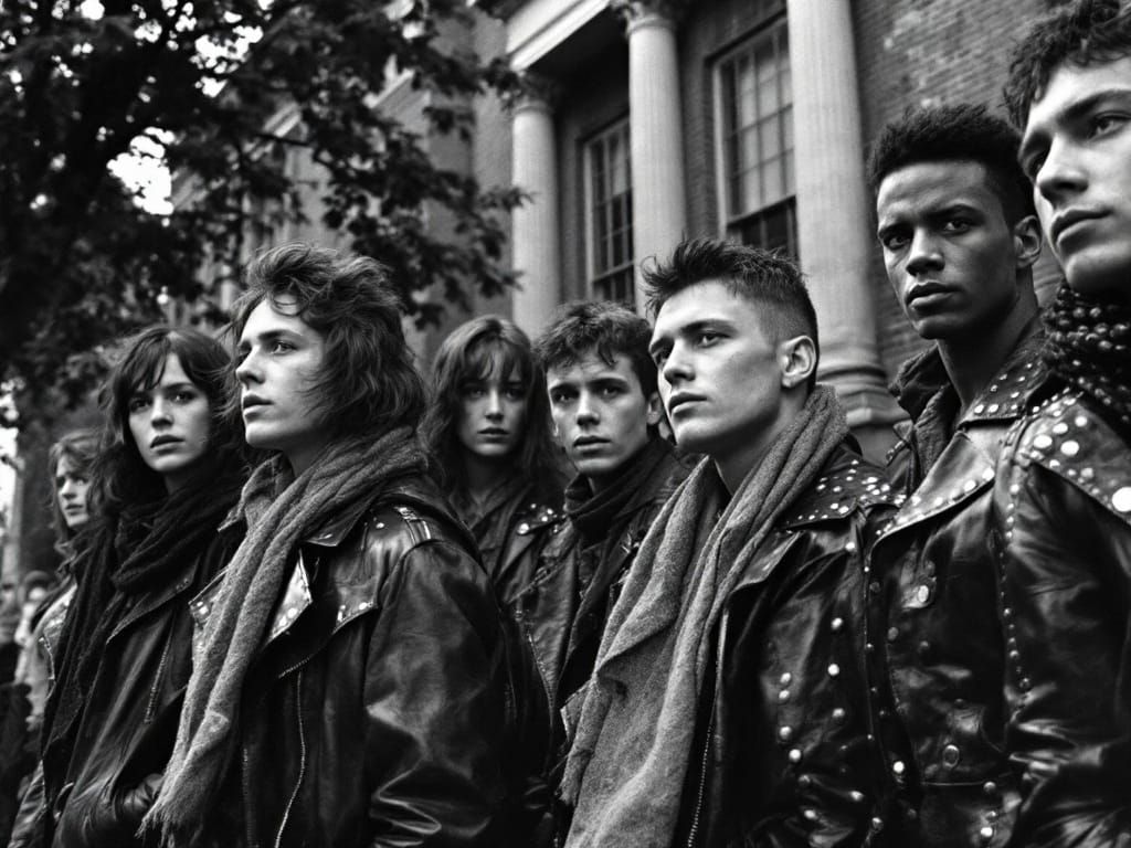 Gritty Black and White Biker Street Scene