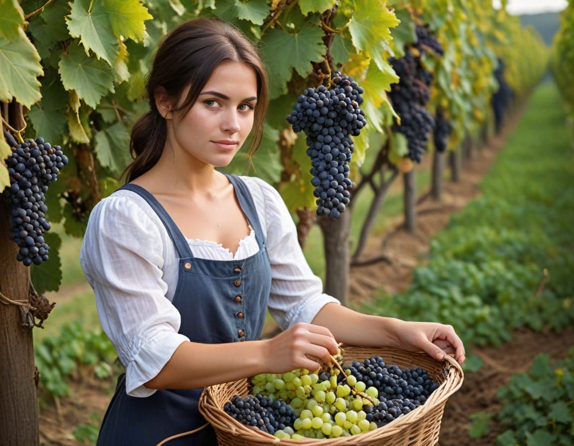 Rustic Grape Harvester in Full Bloom