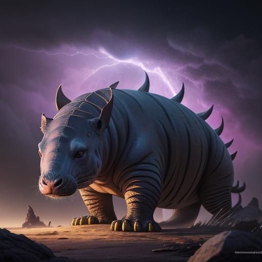 Sabertooth Armadillo in Space: Fantastical Concept Art