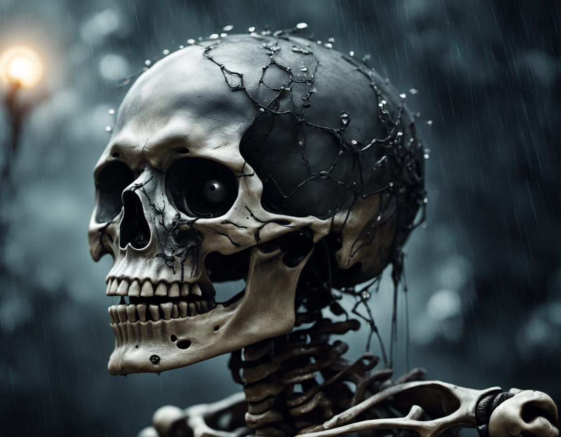 Eerie Skeleton Eye in Dark Fantasy Matte Painting