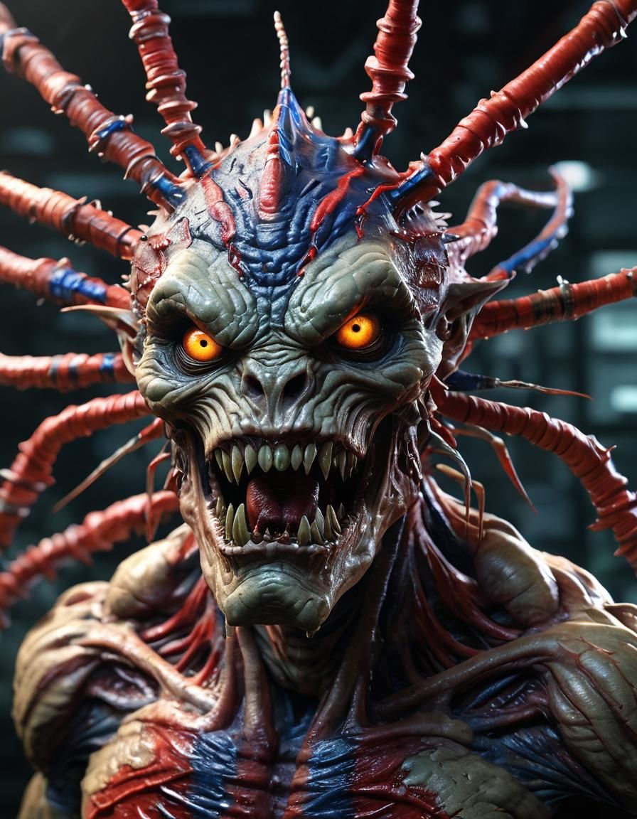 Grotesque Mutant Creature in Dark Laboratory