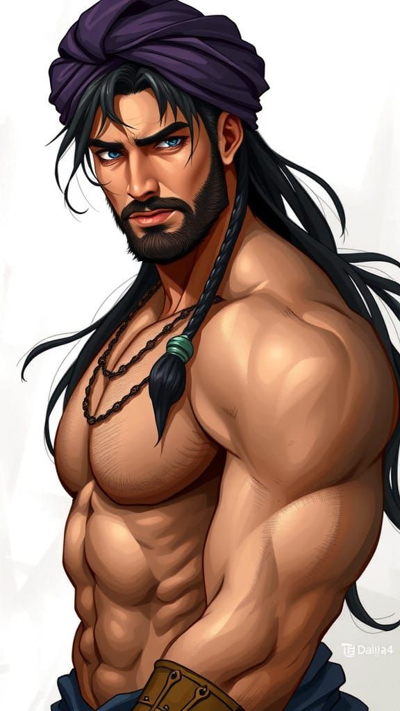 Muscular Persian Warrior in Ancient Fantasy Illustration