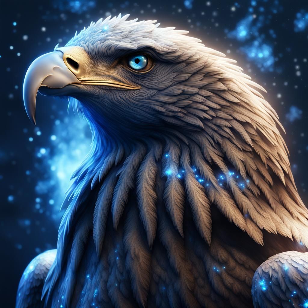 Epic Blue Flame Eagle of Fire and Stars