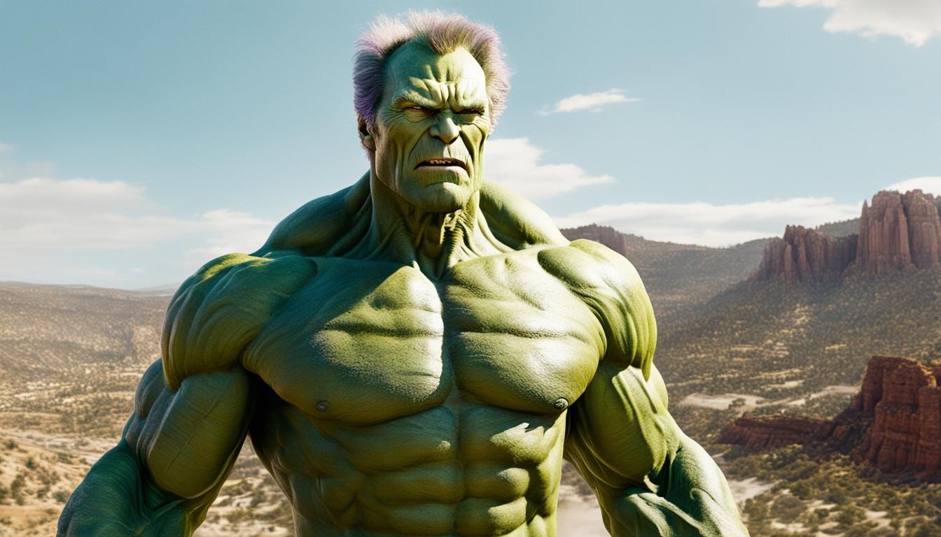 Clint Eastwood as Hulk in Hyperrealistic Matte Painting