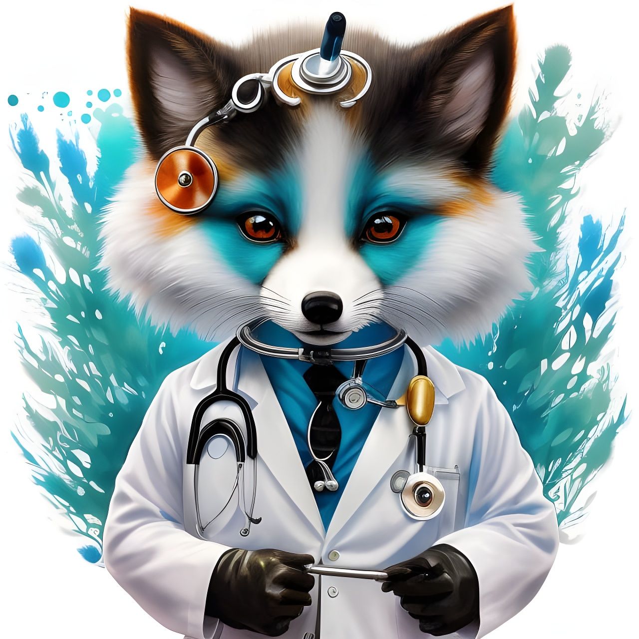 Chibi Fox Doctor in Stylized Polygon Art
