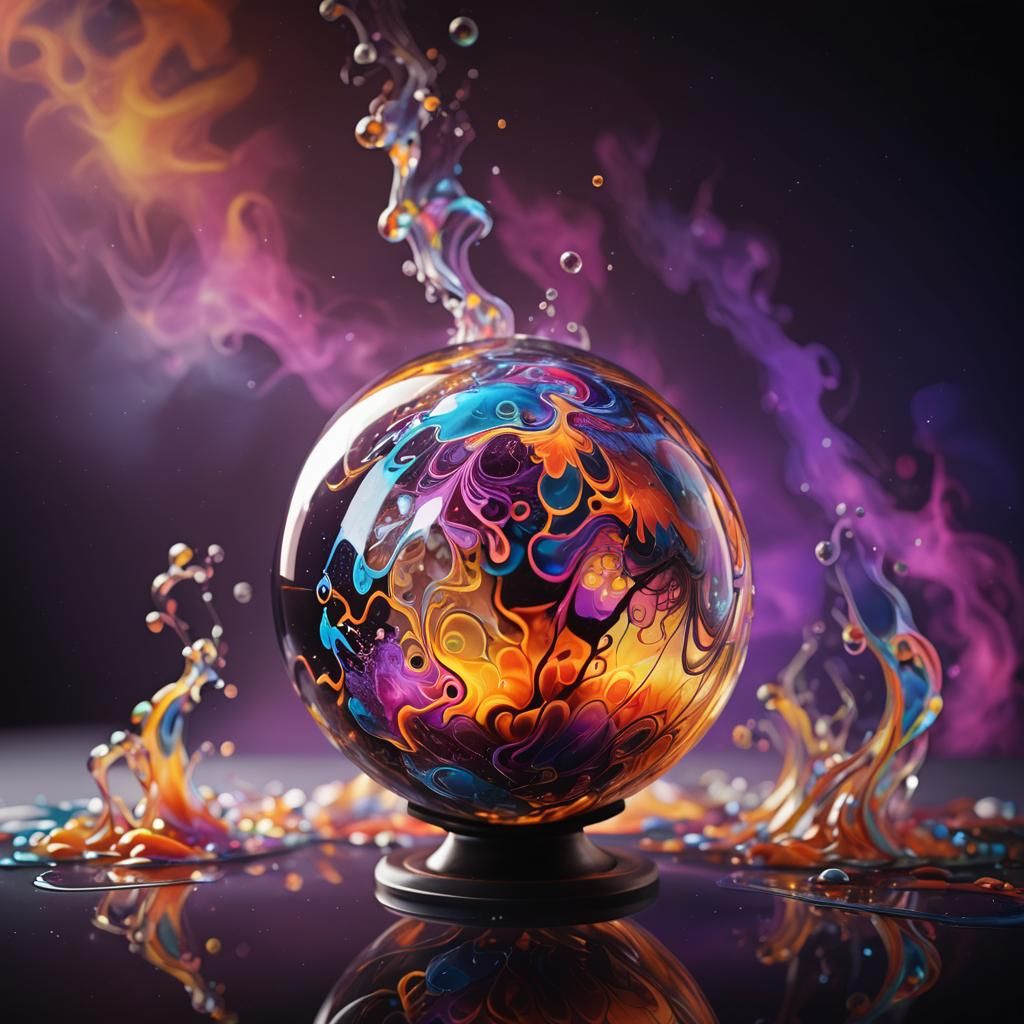 Psychedelic Glass Earth Globe in Digital Art