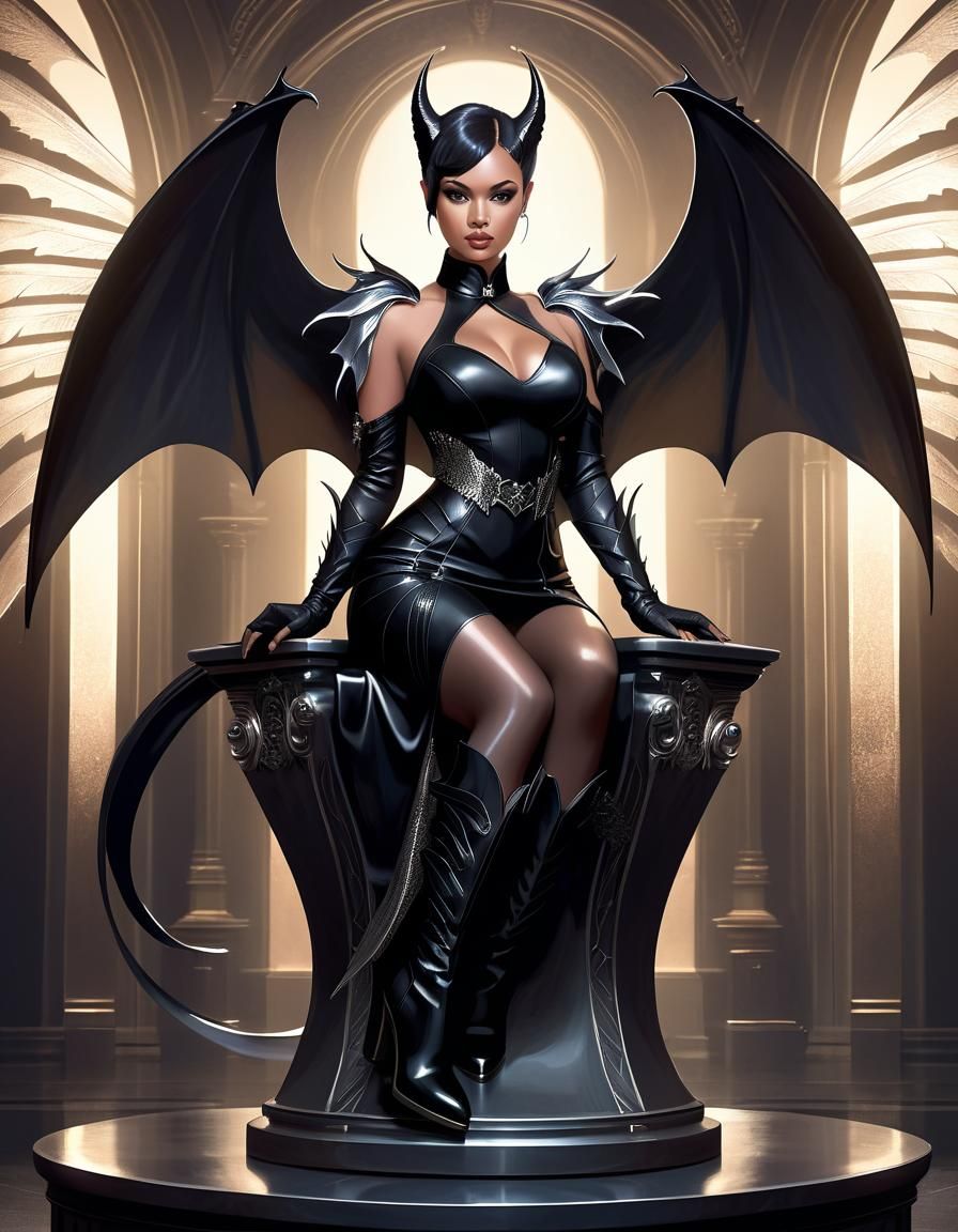 Eerie Fantasy Woman with Wings in Digital Art