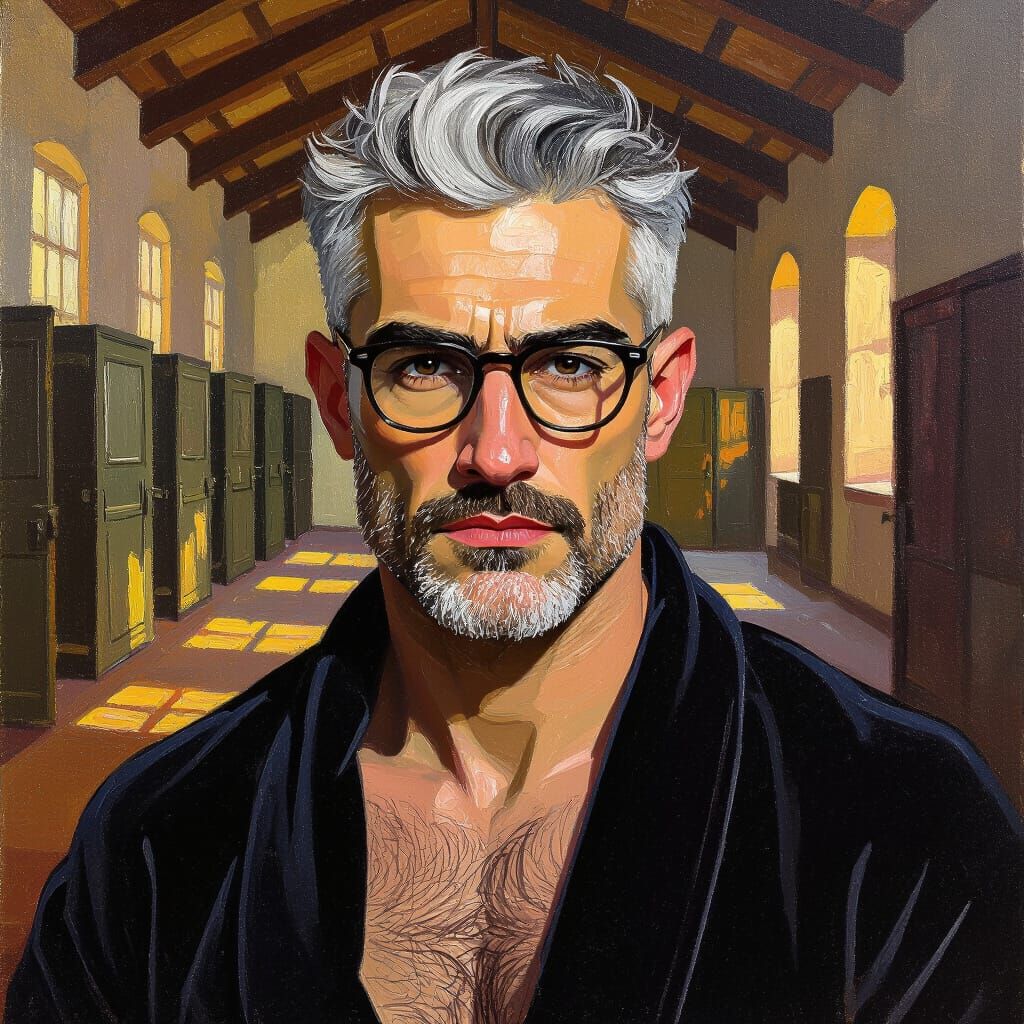 Impressionist Portrait of a Fierce Handsome Man in Velvet