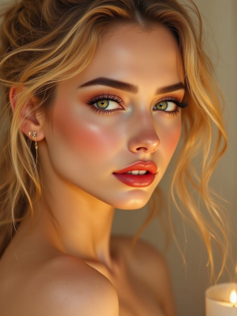 1950s Pin Up Woman in Golden Hour Light