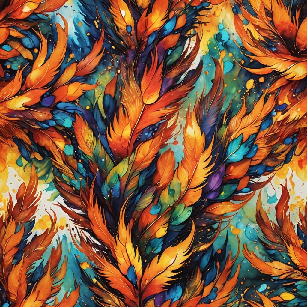 Phoenix Ablaze in Expressionist Fauvist Style