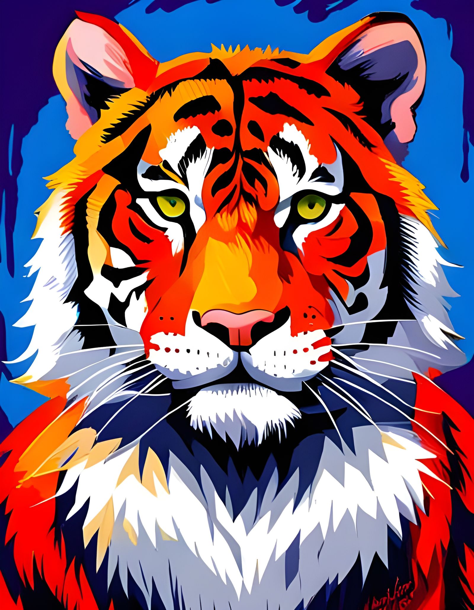 Homeless Tiger Portrait in Bold Colors