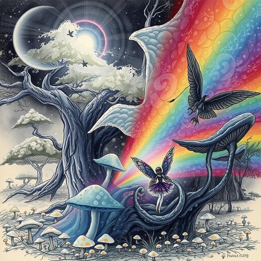 Enchanted Fairy Forest with Bioluminescent Mushrooms