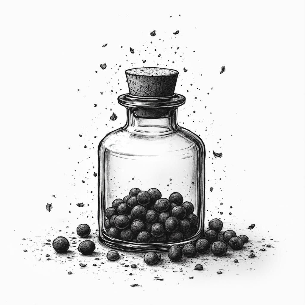 Whimsical Hand-Drawn Apothecary Jar in Black and White