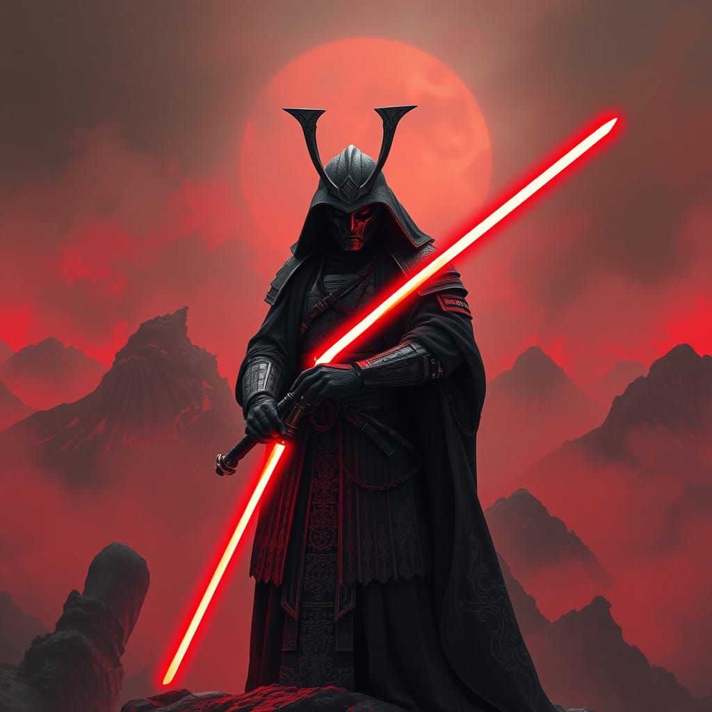 Dark Sith Samurai Lord in Crimson Armor
