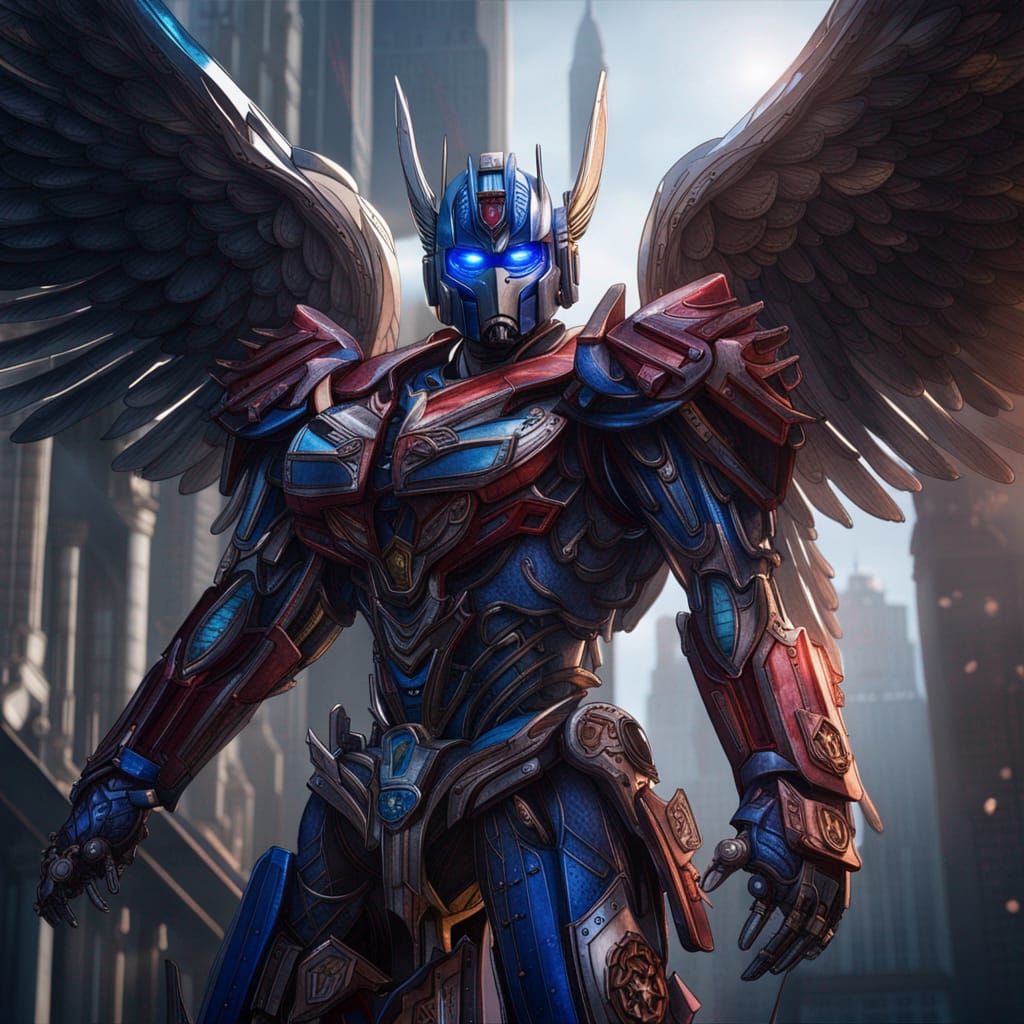 Optimus Prime as an Archangel Digital Painting