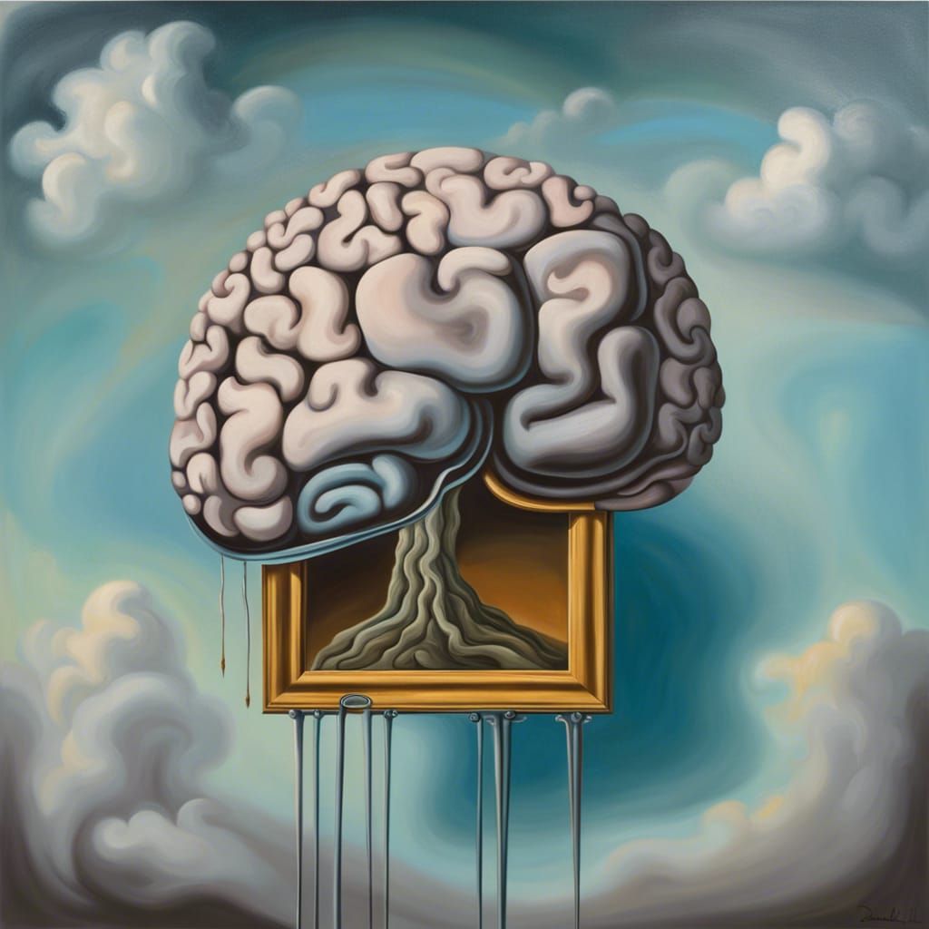 Surreal Brain as Oil Painting in Surrealist Style