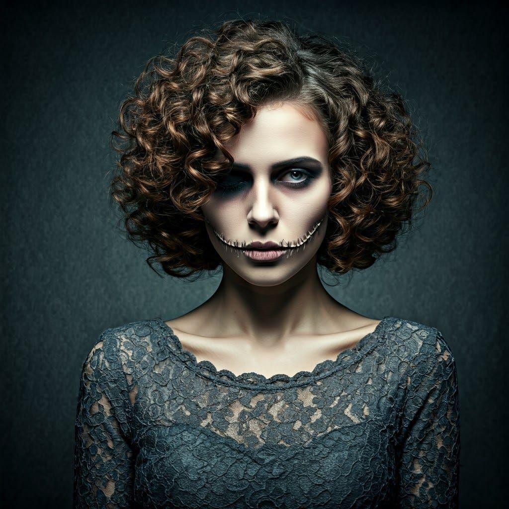 Macabre Beauty: Stitched Woman in Dark Photography