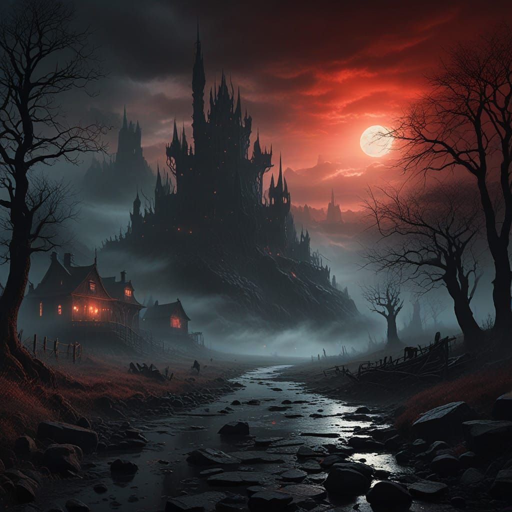 Haunting Void of Ghostly Faces in Surreal Expanse