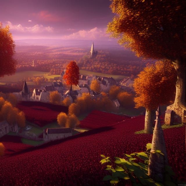 Burgundy France Matte Painting in Fantasy Concept Art