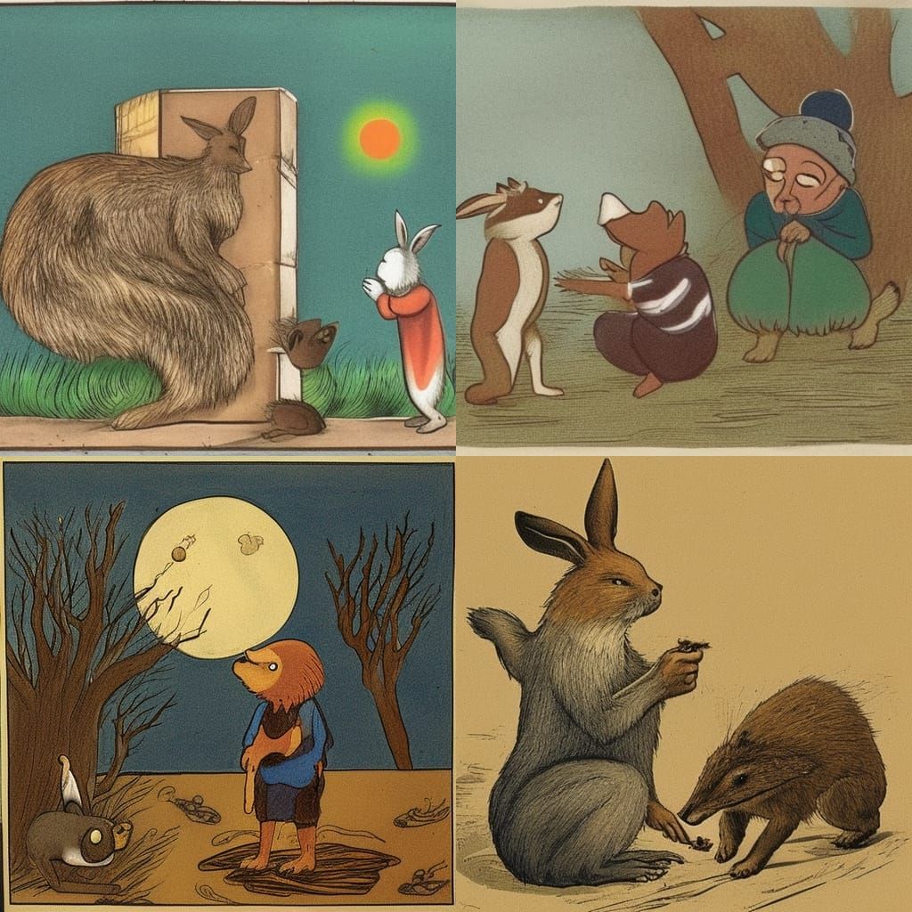 Old Man of the Moon and Rabbit Illustration