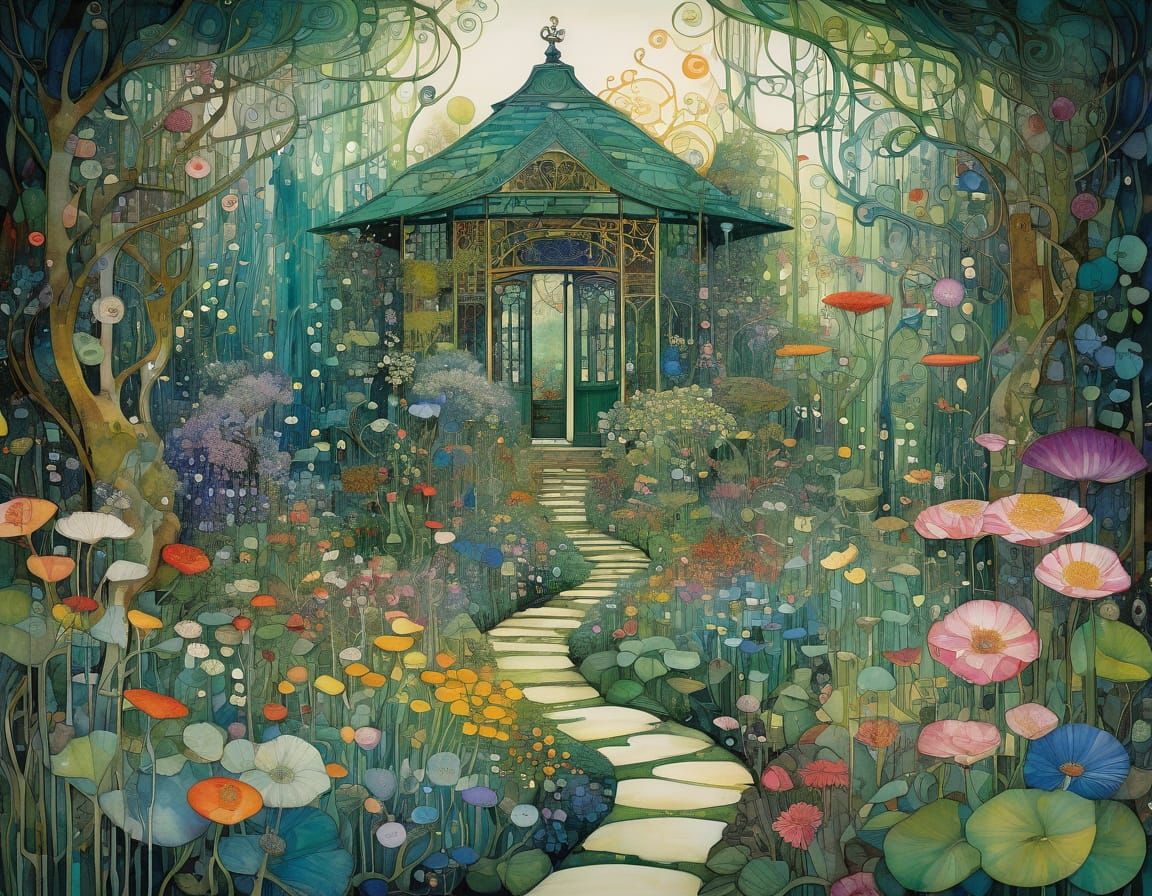 Intricate Spring Garden in Triadic Colors