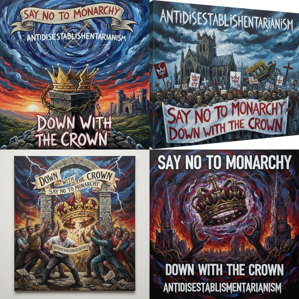 Acrylic Painting: Anti-Monarchy Statement on Canvas