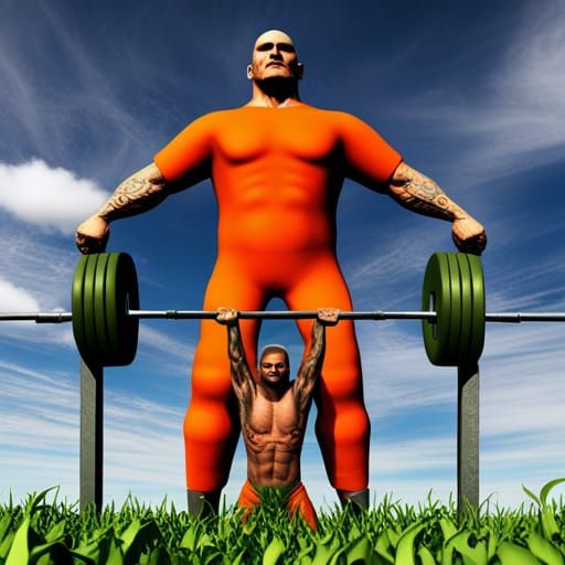 Prison Inmate Lifting Weights in Yard