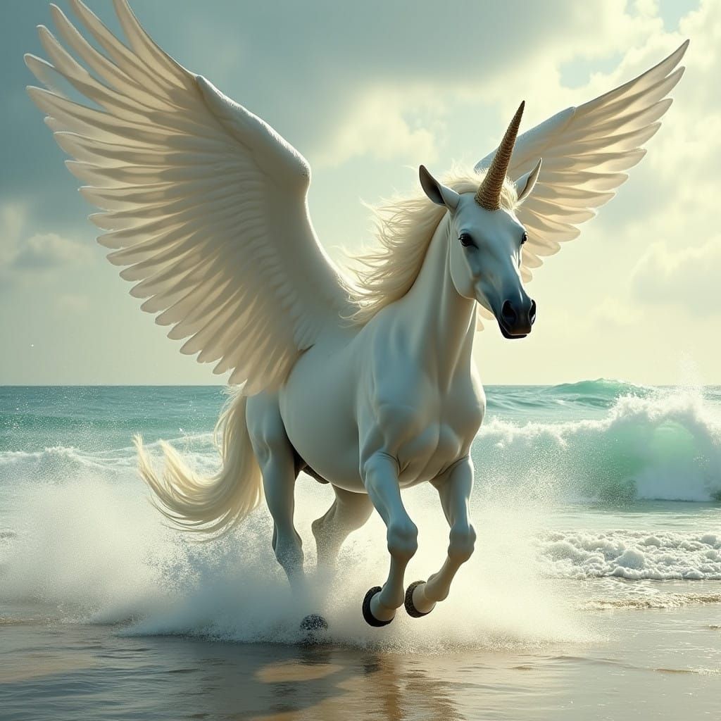 Unicorn Pegasus Silhouette in water