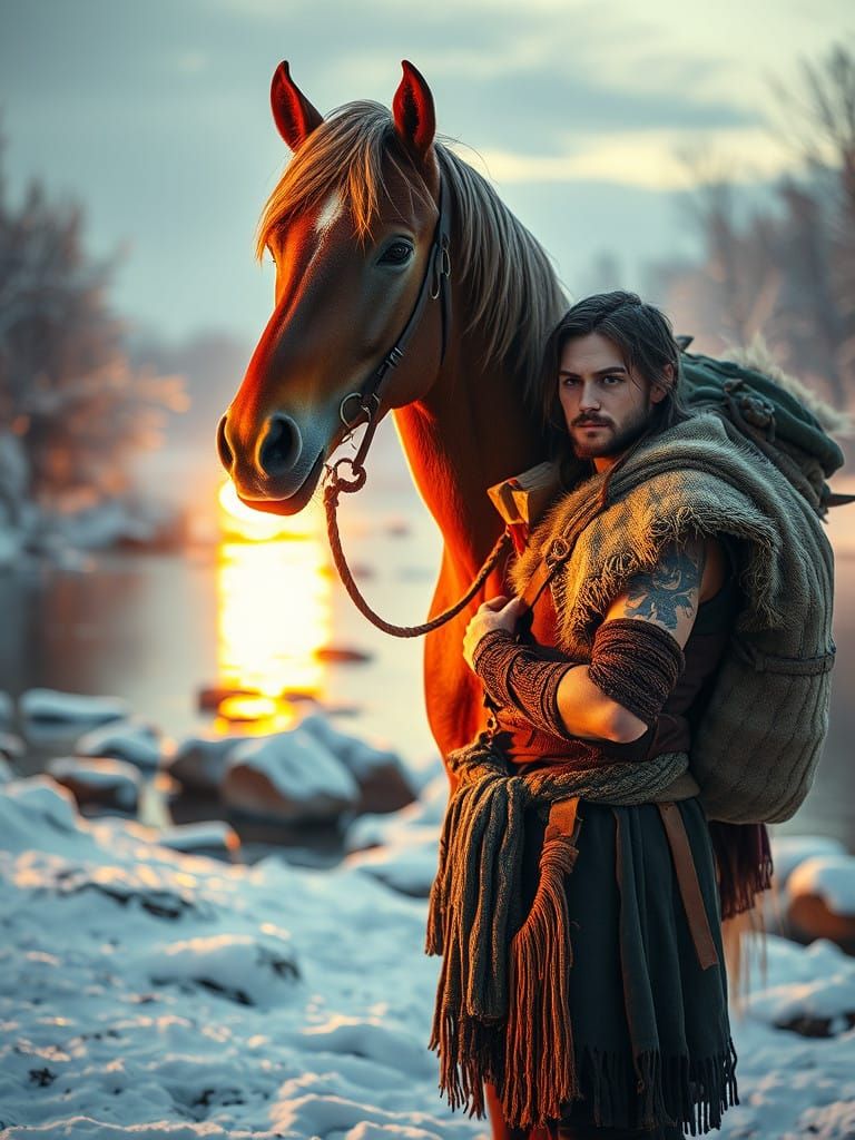 Viking Warrior in Winter Wonderland