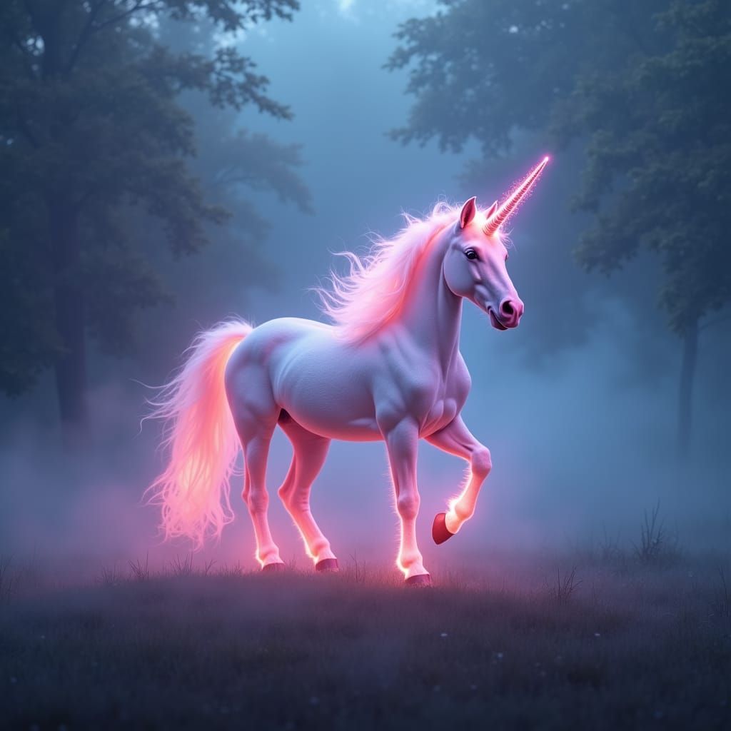 Ethereal Unicorn Dreamscape with Luminescent Lighting