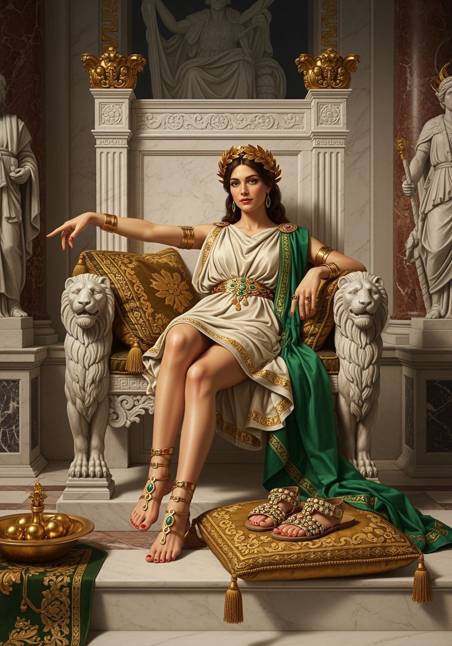 Roman Empress on Lion Throne in Royal Palace