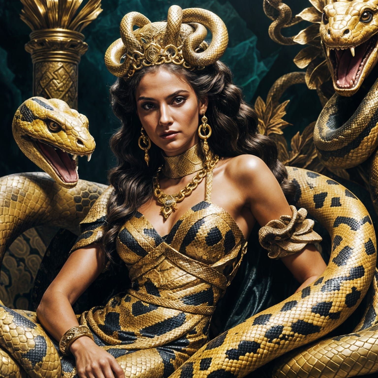 Greek Snake Goddess in Epic Digital Painting