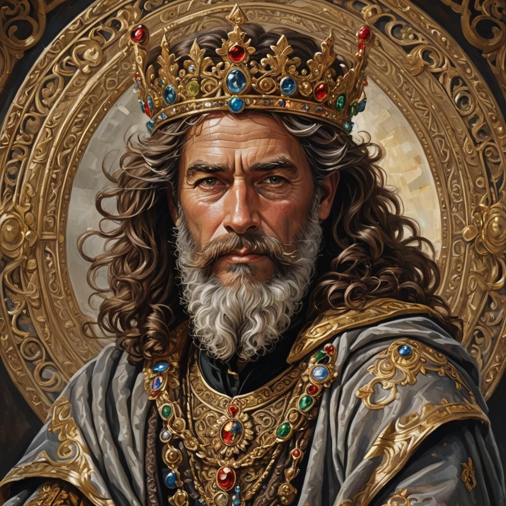 Regal King Portrait in Renaissance Mystical Style