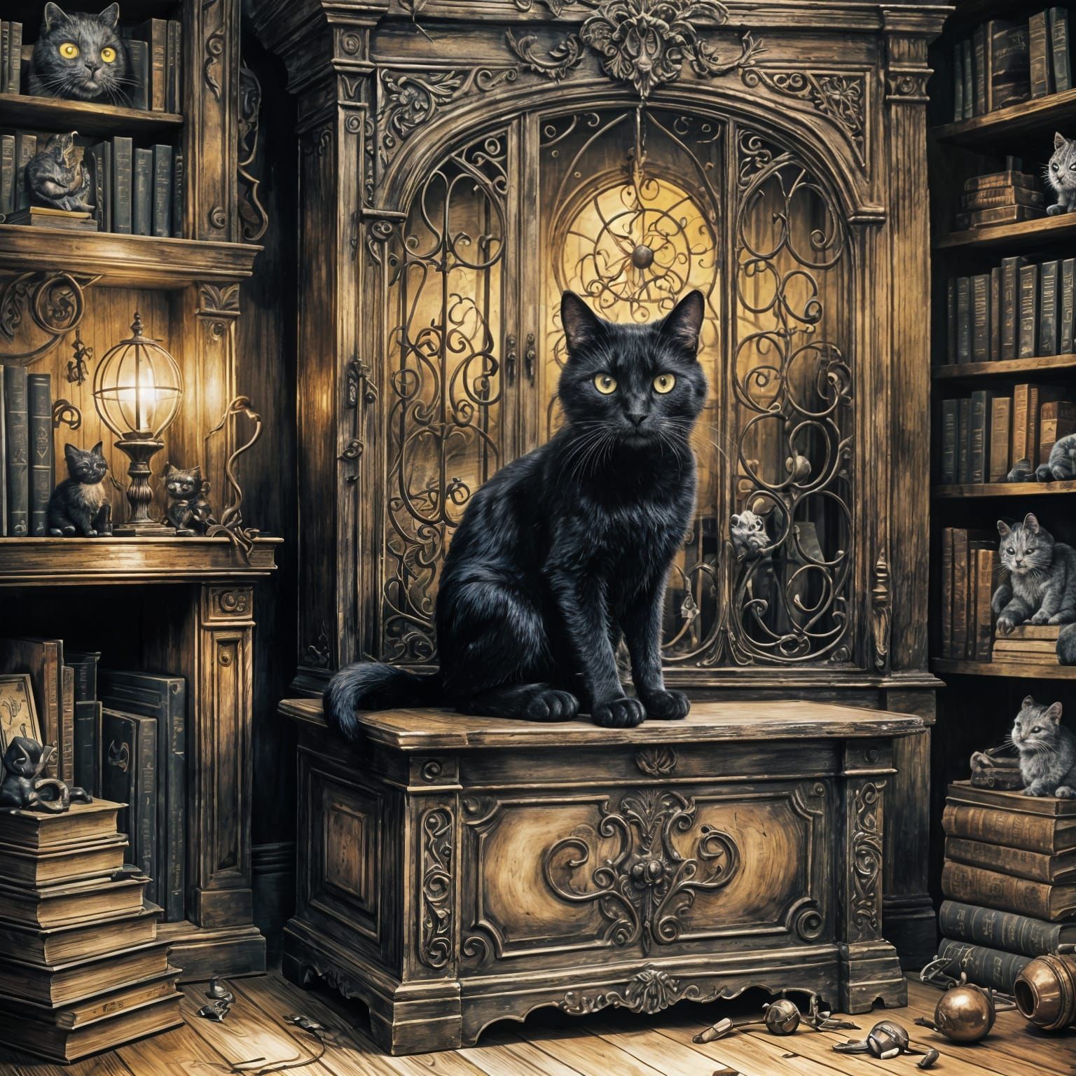 Black Cat in Tim Burton Style