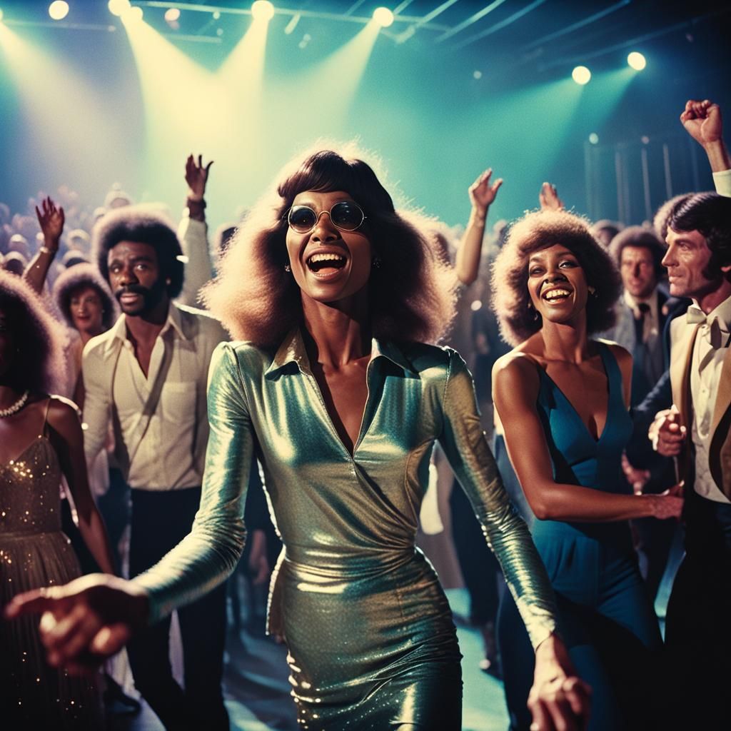 1977 Disco Scene with Soul Train Dance Line