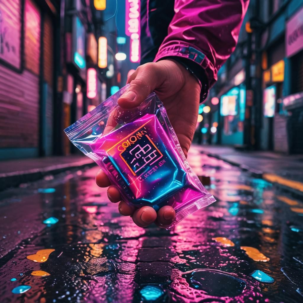 Synthwave Neon: Futuristic Condom in a Retro City