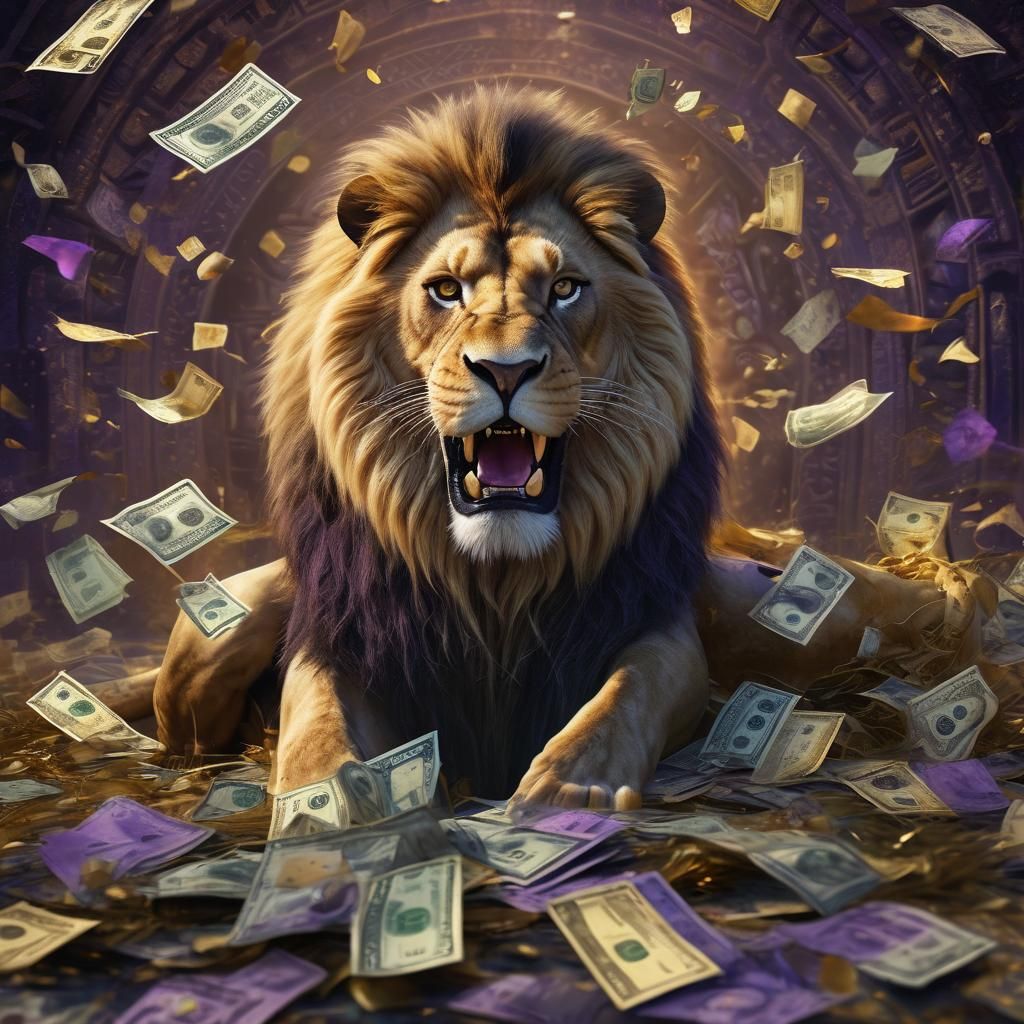 Furious Lion King Surrounded by Luxury, Fauvist Art