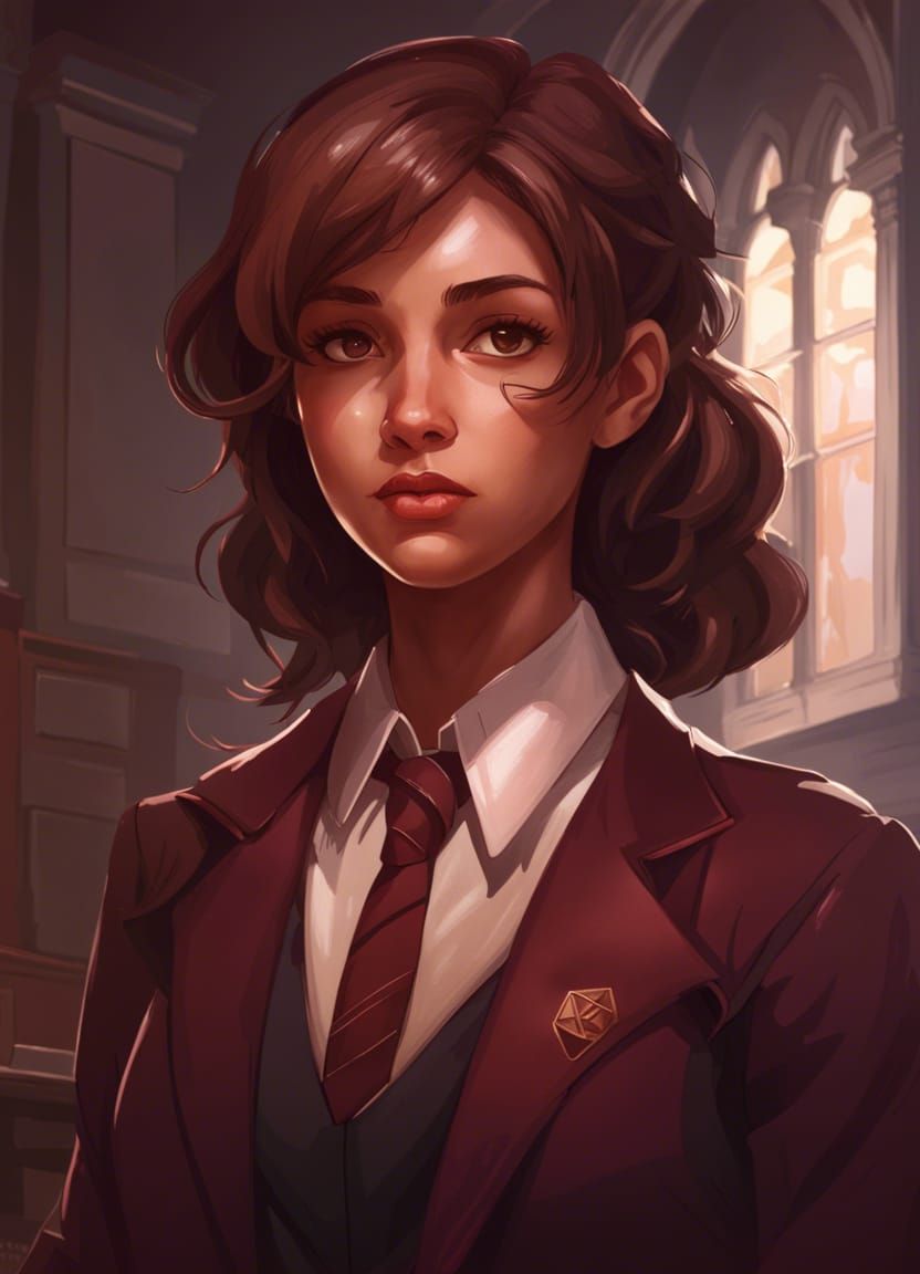 Dark Academia Girl Portrait in School Uniform