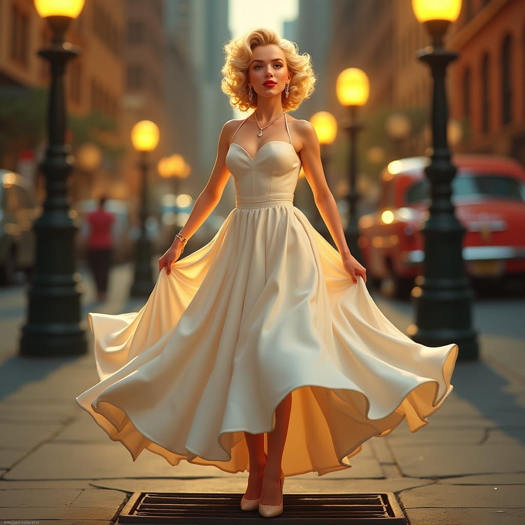 Vintage Hollywood Glamour: Exaggerated Caricature of Marilyn...