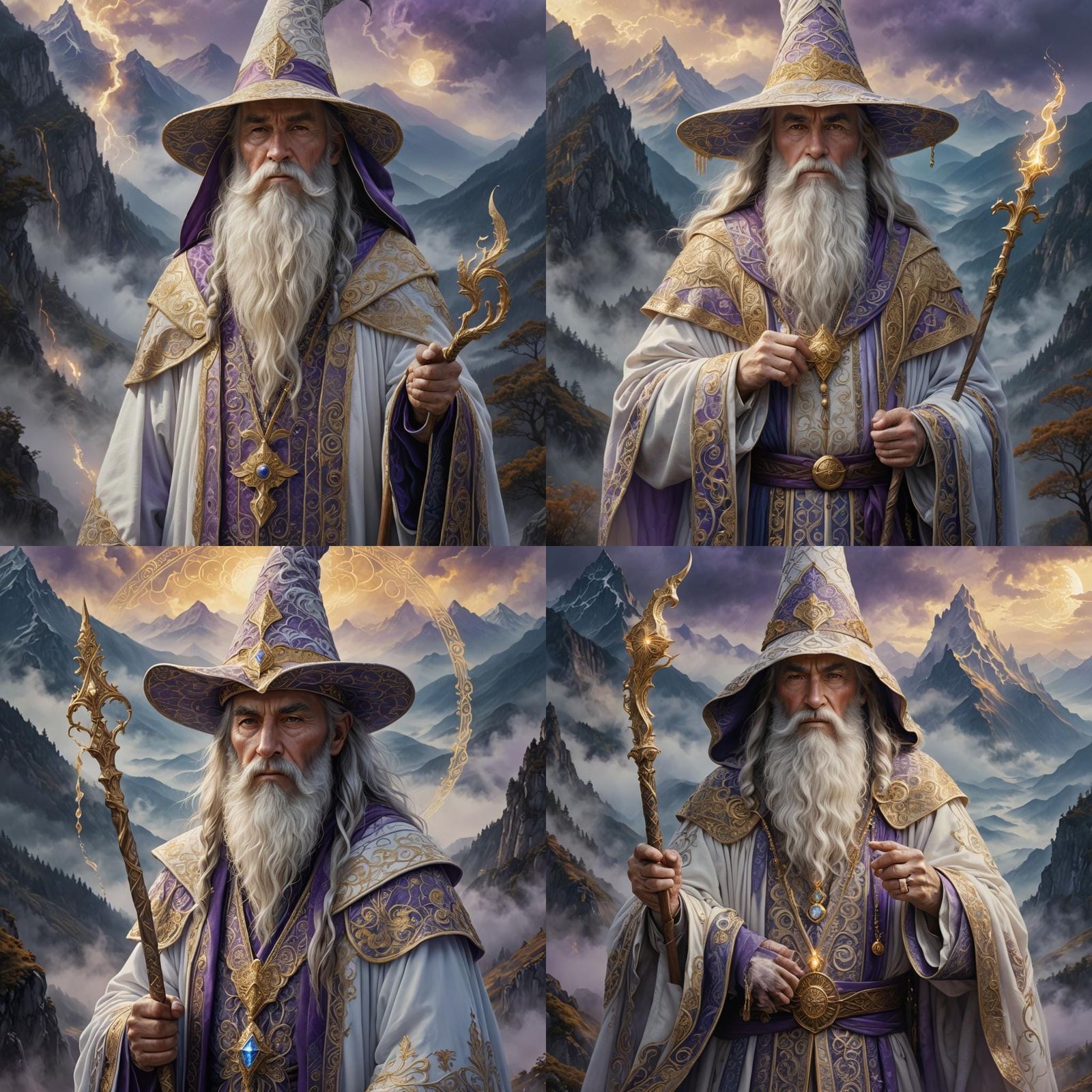 Mystical Wizard Portrait in Misty Mountains