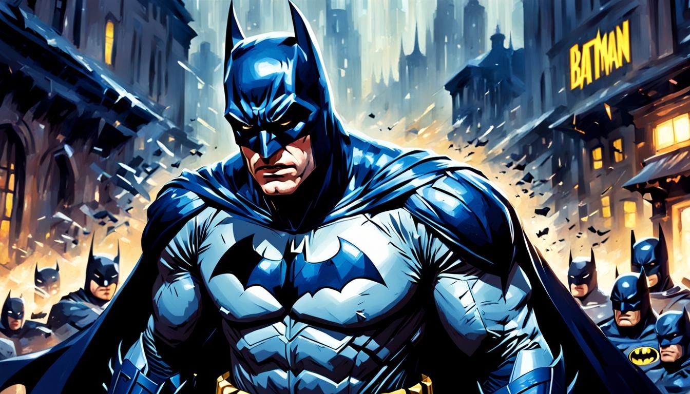 Batman in Stressful Fight: Impressionist Style