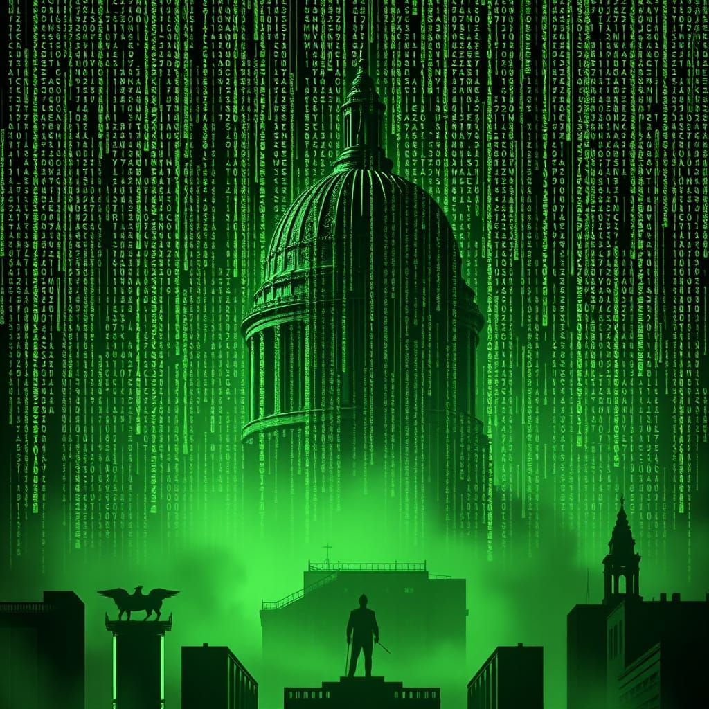 Glitching Cyberpunk Code Matrix