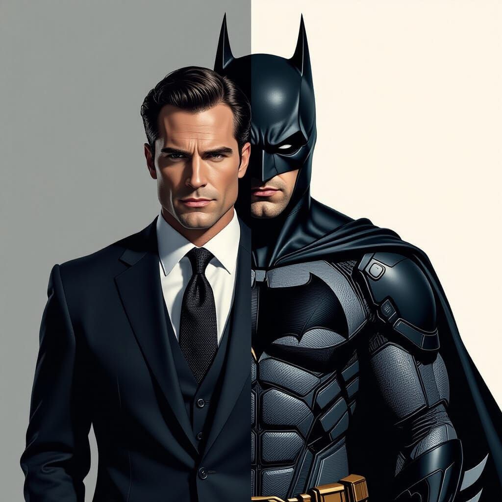 Bruce Wayne and Batman: A Dramatic Movie Poster
