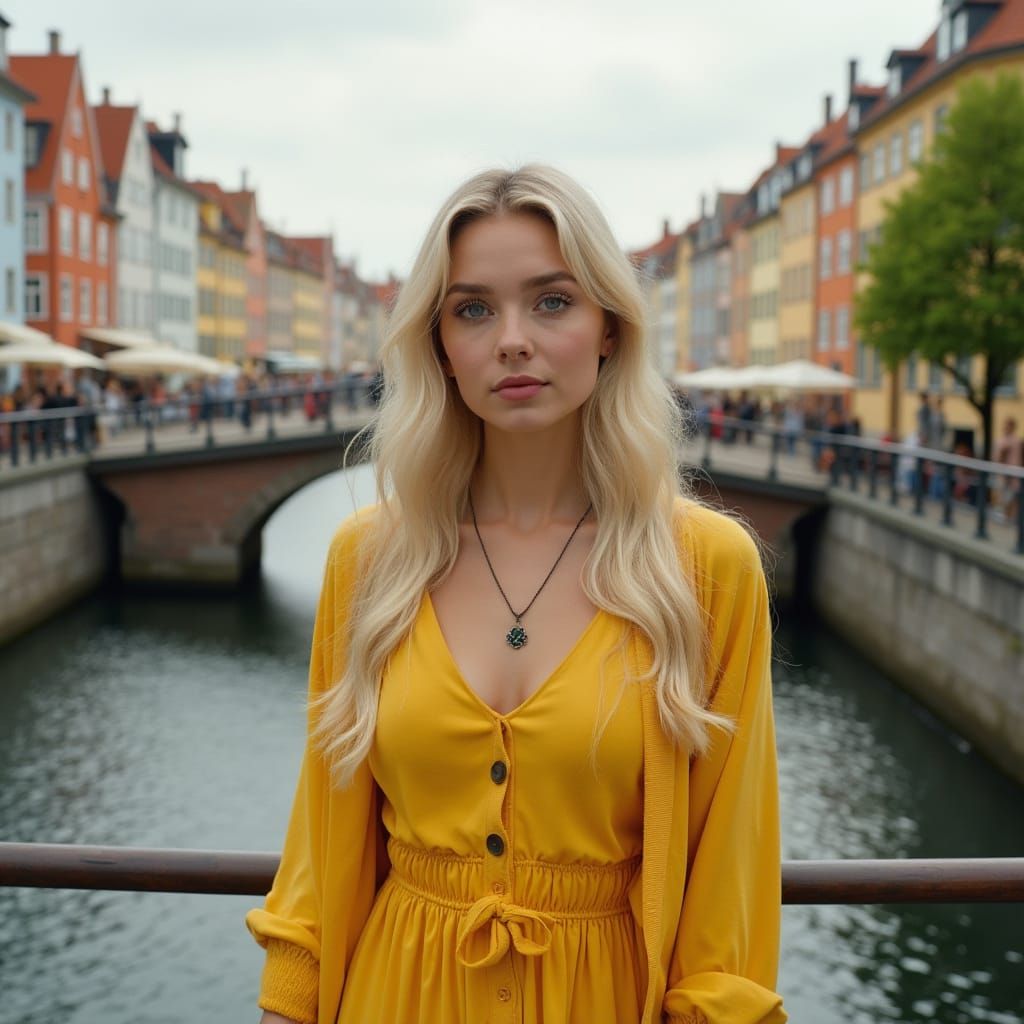 Swedish Woman in Yellow Dress, Digital Painting