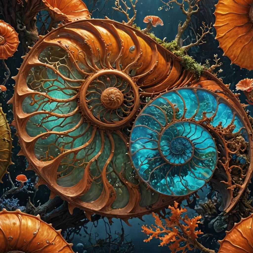 Glowing Nautilus Tree: Detailed Matte Painting