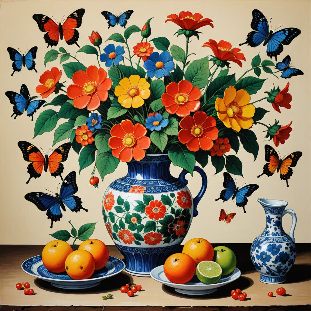 Vibrant Oriental Pop Art Still Life