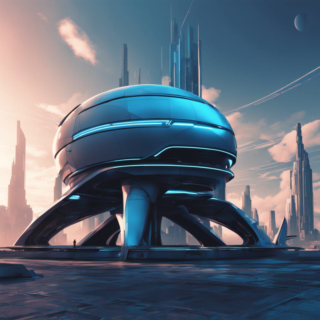 Epic Futuristic Cityscape with Metallic Towers and Spaceport