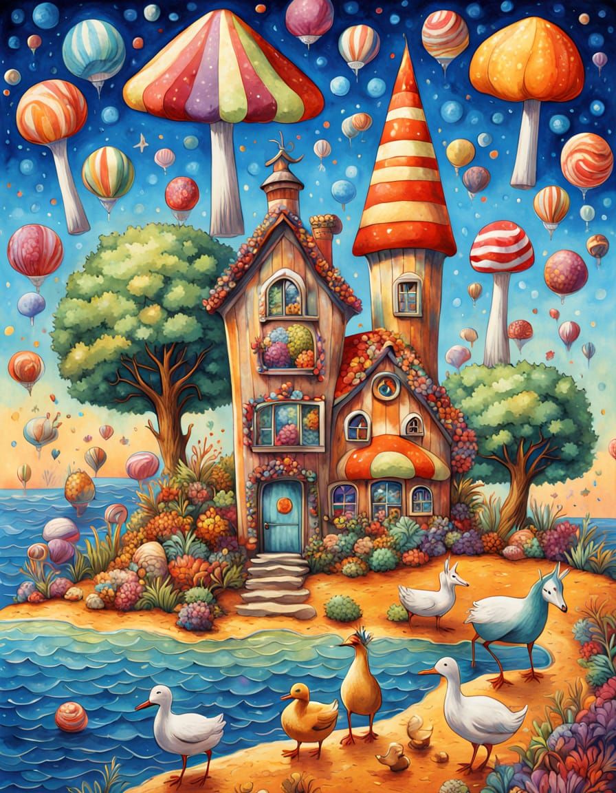 Whimsical Duck in Candy Land Farmstand, Patchwork Style